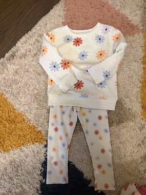 Cat & Jack Cream Floral Matching Set - Orange, Blue, Purple